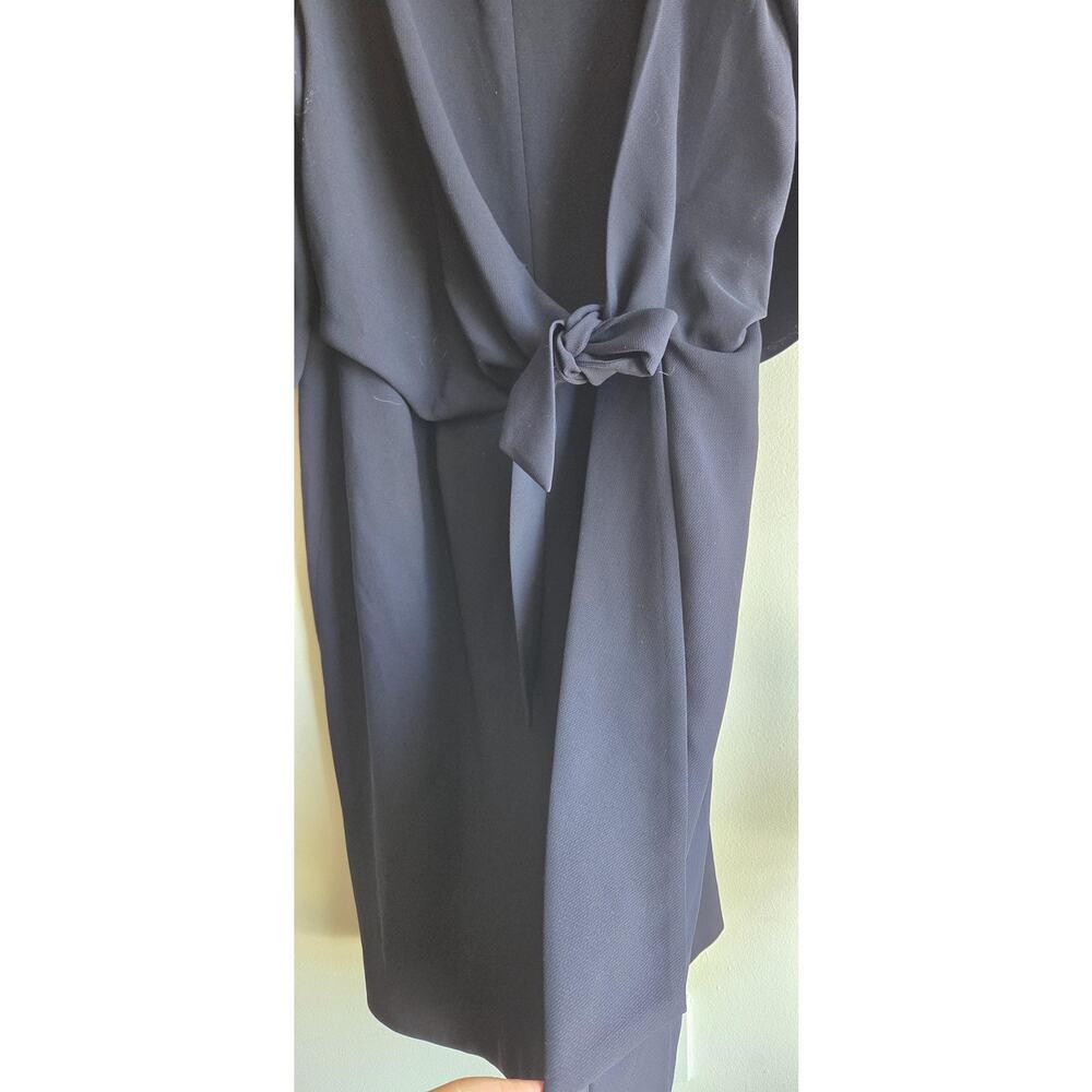 Tahari Plus Size Side-Tie Front -Belted Navy Blue Classy Sexy Dress 16W, - Picture 12 of 16